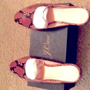 NIB J CREW Snake Embossed Leather Mules 6.5 M